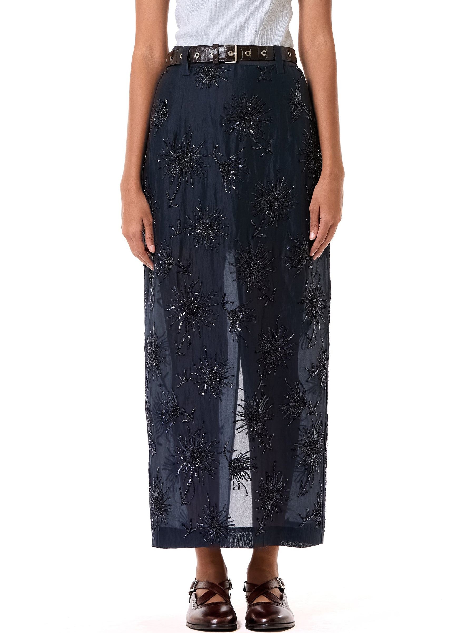 Hand-embellished sheer black skirt, Dhruv Kapoor