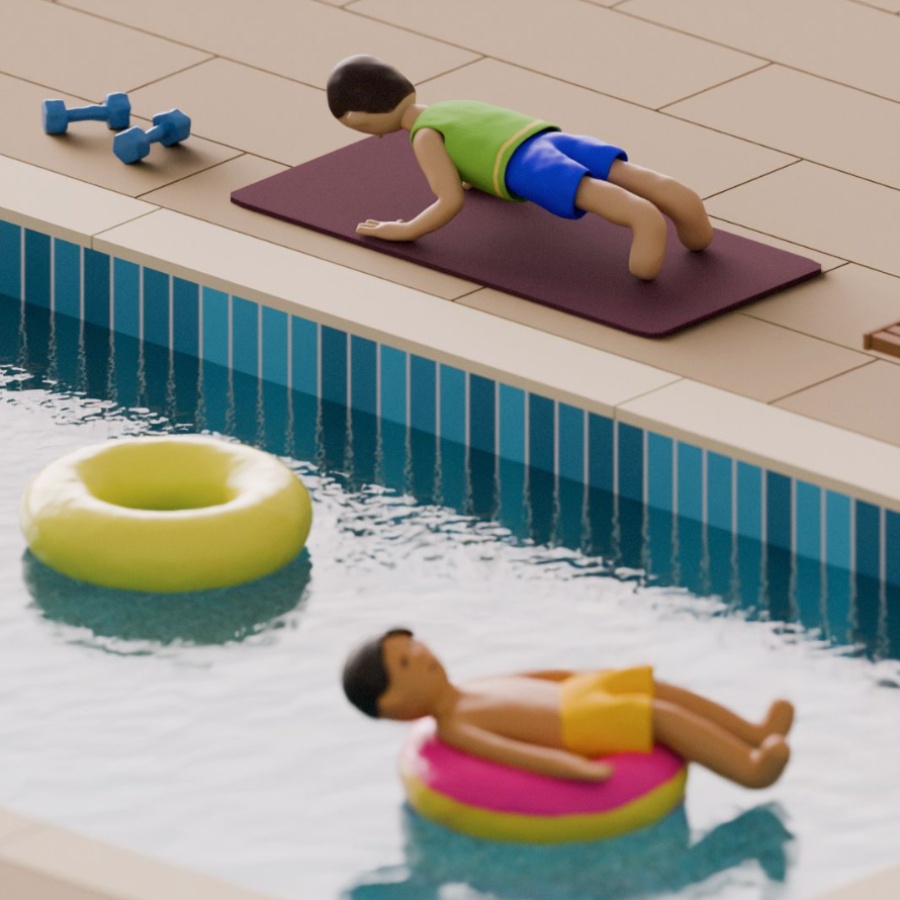 An illustration by Dhrutika Khimani depicting fitness and wellness oriented holidays