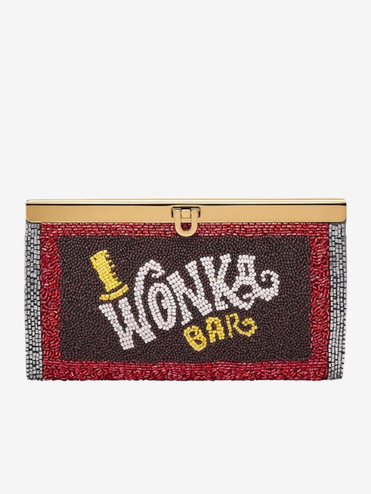 Willy Wonka X Fossil special edition clutch shaped like a chocolate bar