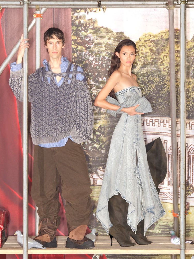 Models wearing looks from the H&M Glenn Martens collection