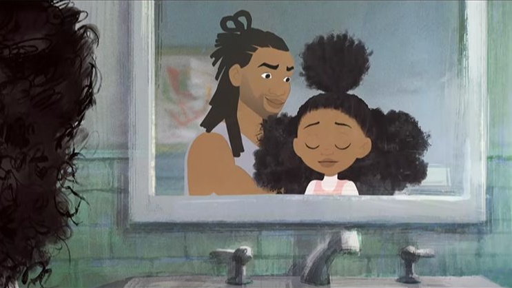 A still from Hair Love, an Oscar-winning animated short film from Matthew A. Cherry