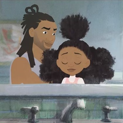 A still from Hair Love, an Oscar-winning animated short film from Matthew A. Cherry