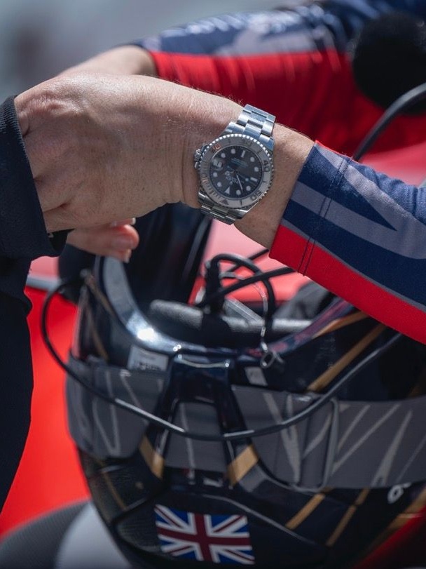 Hannah Mills wearing her Rolex Yacht-Master