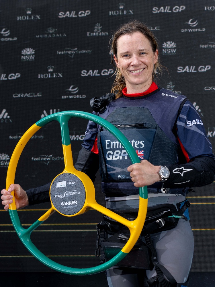 Hannah Mills at the KPMG Australia Sail Grand Prix in Sydney in February 2025