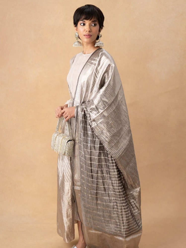 Black & silver metallic dupatta, Hemang Agrawal