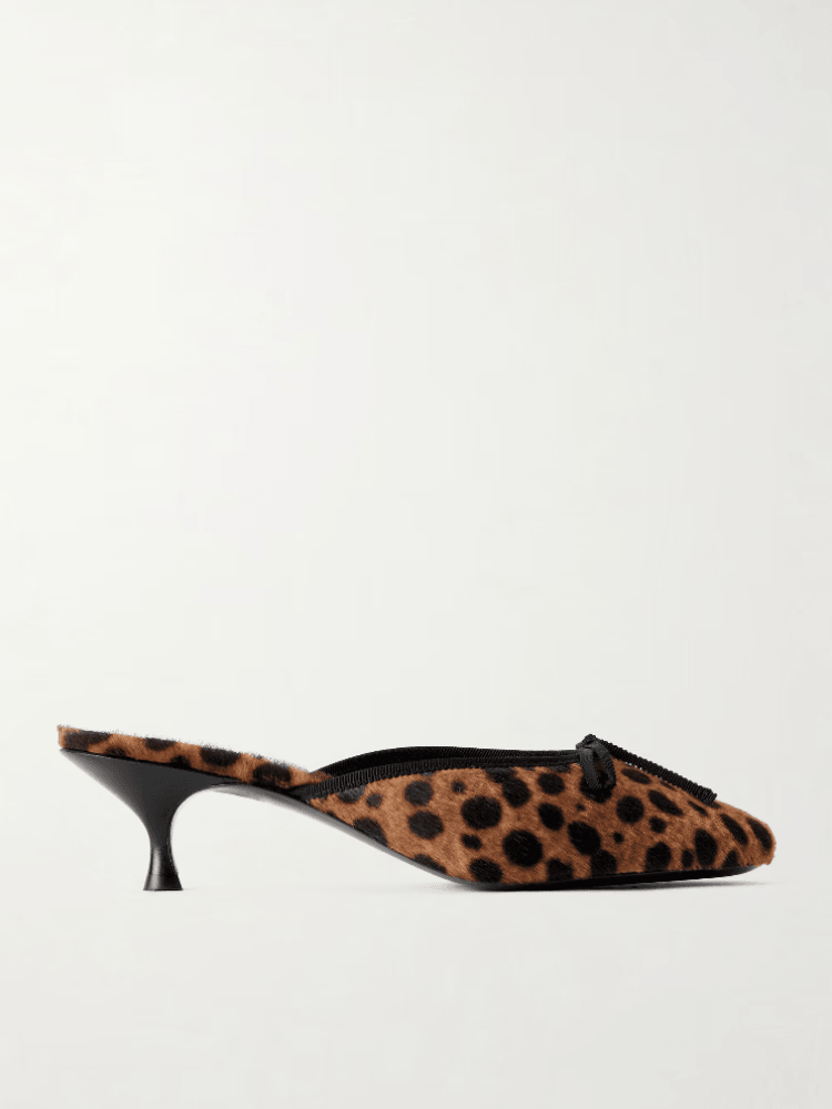 24/7 50 bow-detailed leopard-print pony hair pumps, Herbert Levine
