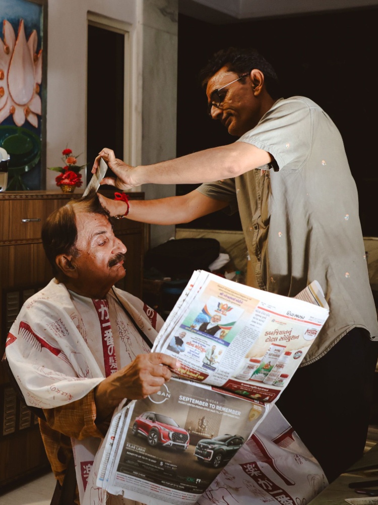 Dr Kishor has been getting his hair cut by Jagdish for the past 23 years