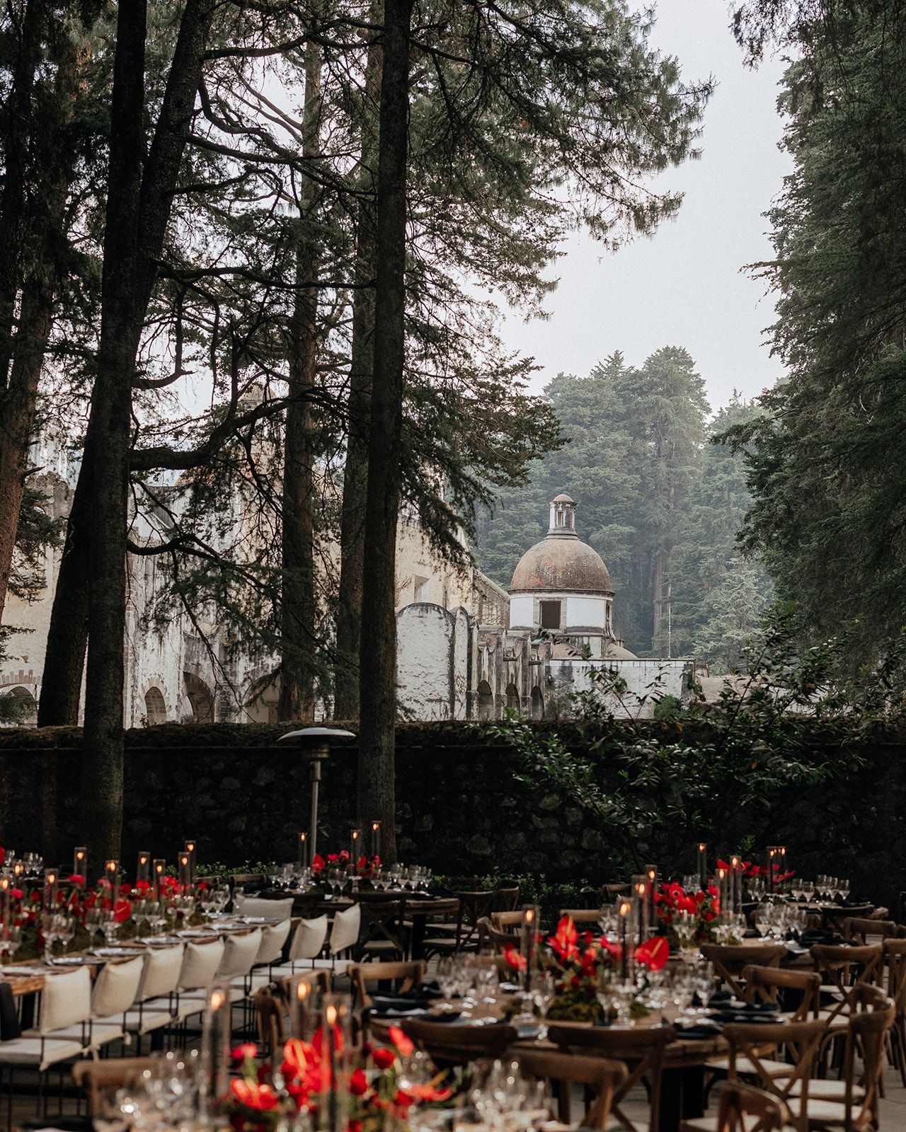 Ikaasa Suri's Mexico wedding reception took place in a former convent tucked away in a forest