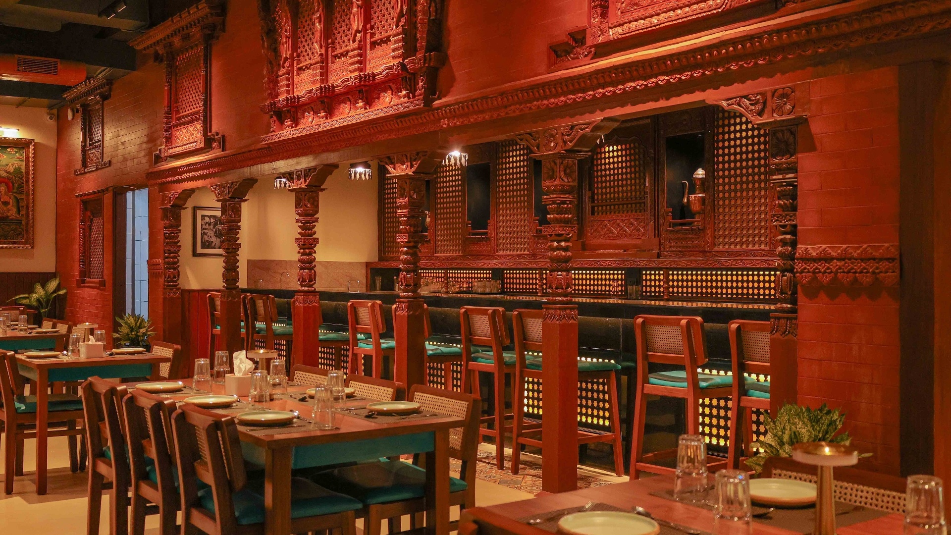 Jimbu Thakali features wooden interiors