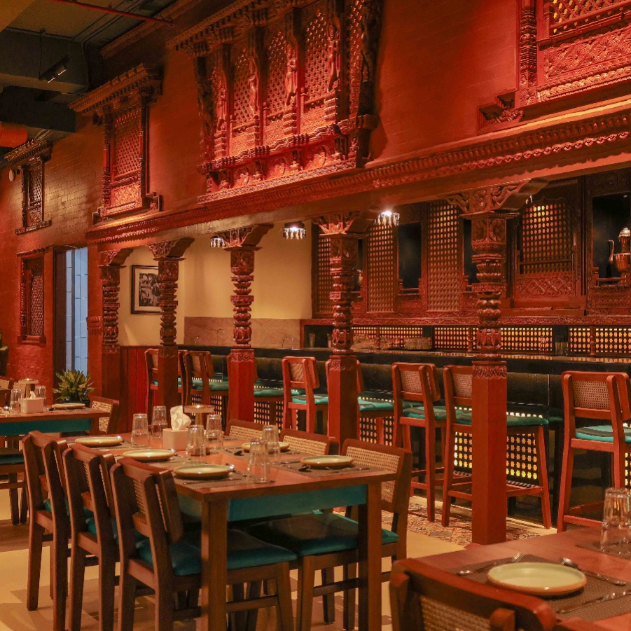 Jimbu Thakali features wooden interiors
