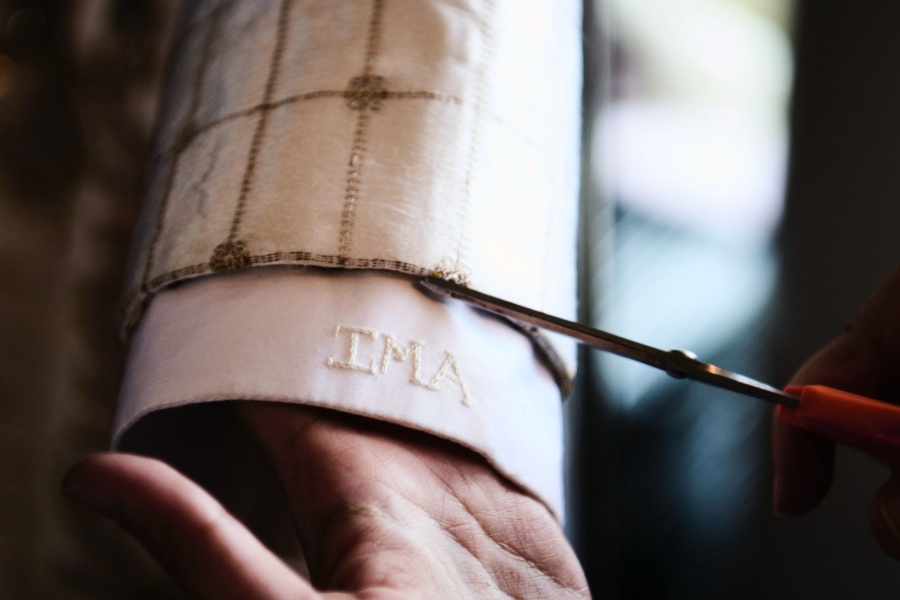 A detail shot of Isha Ambani's 2025 Met Gala outfit by Anamika Khanna