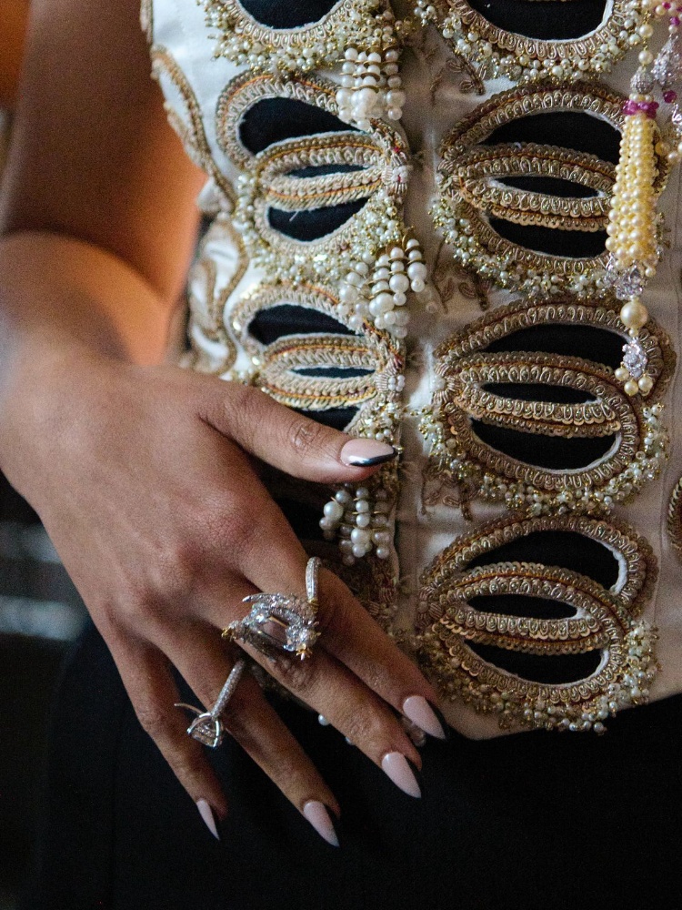 Isha Ambani wore jewellery from her mother's collection, as well as rings from Tiffany & Co. for the 2025 Met Gala