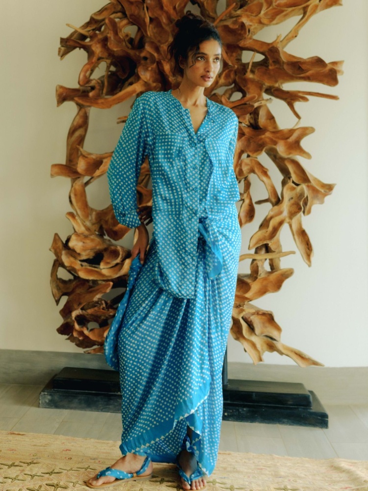 Akasha silk bandhani sarong dress, Ituvana