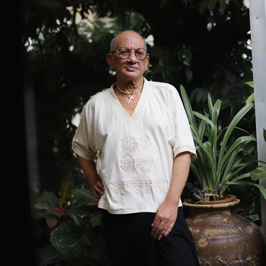 Fashion designer James Ferreira on a terrace in his home in Khotachiwadi, Mumbai