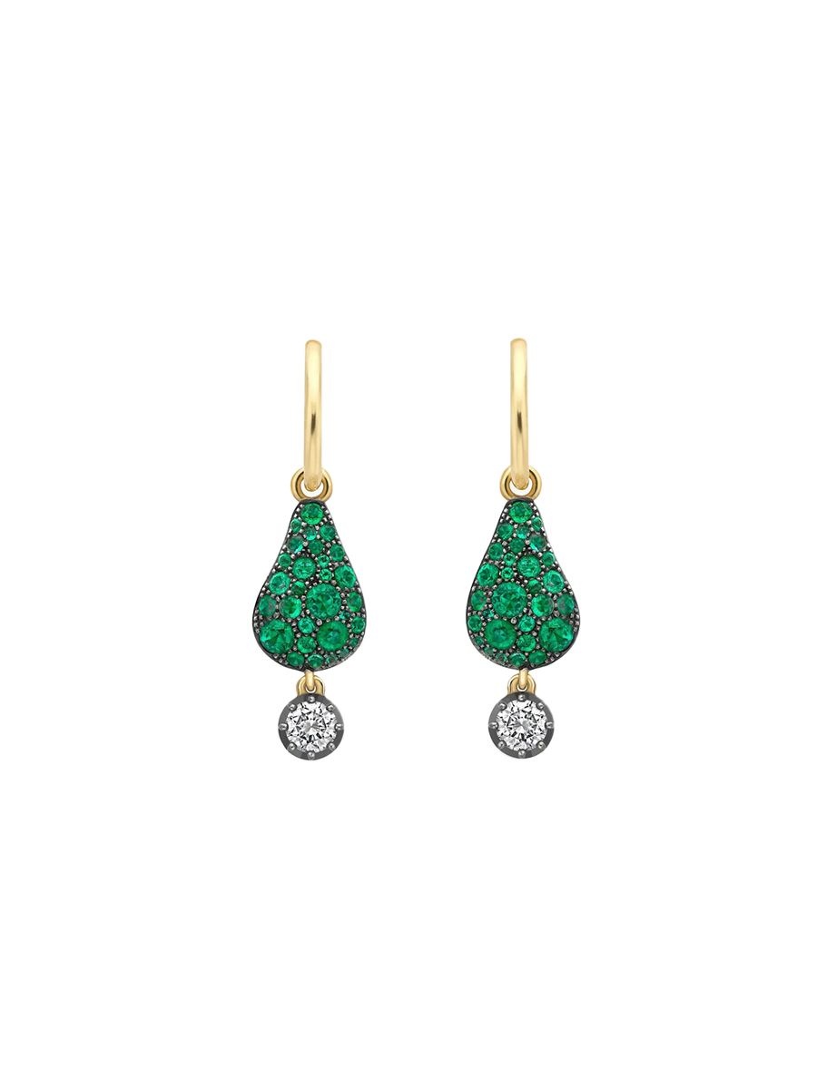Emerald prickly pear and diamond Gypset hoop earrings, Jessica McCormack