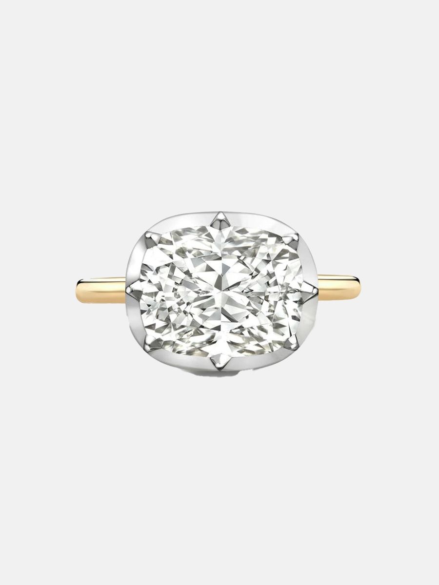 Jessica McCormack east-west cushion diamond button back ring