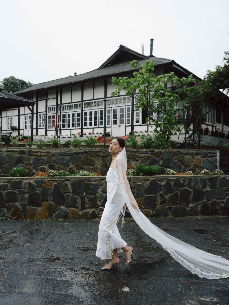 A model wearing a bridal mekhela from Kintem's Bonded bridal collection