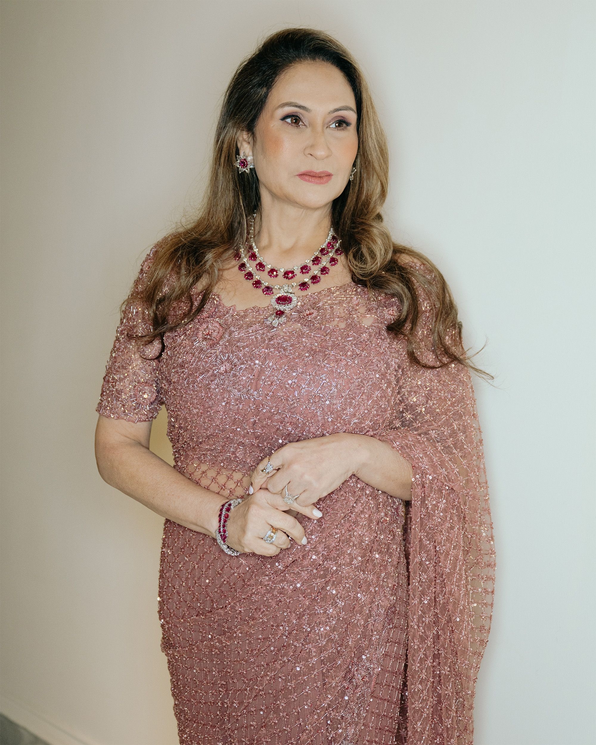 The mother of the bride, Kintu Bajaj, in the Miraya sari