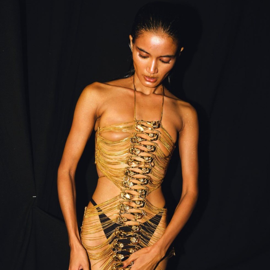 A naked jewellery dress from Outhouse's Koko runway show for the Alchemy of 13 collection