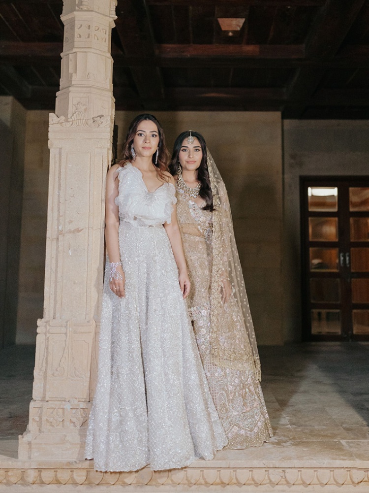 Designer Kresha Bajaj with her younger sister Karyna at her wedding