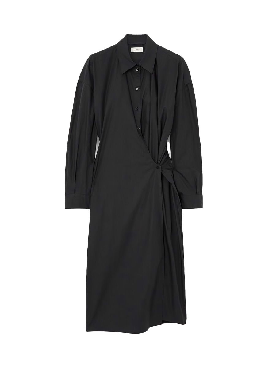 LEMAIRE Wrap-effect cotton-poplin midi shirt dress ₹96,300 approx