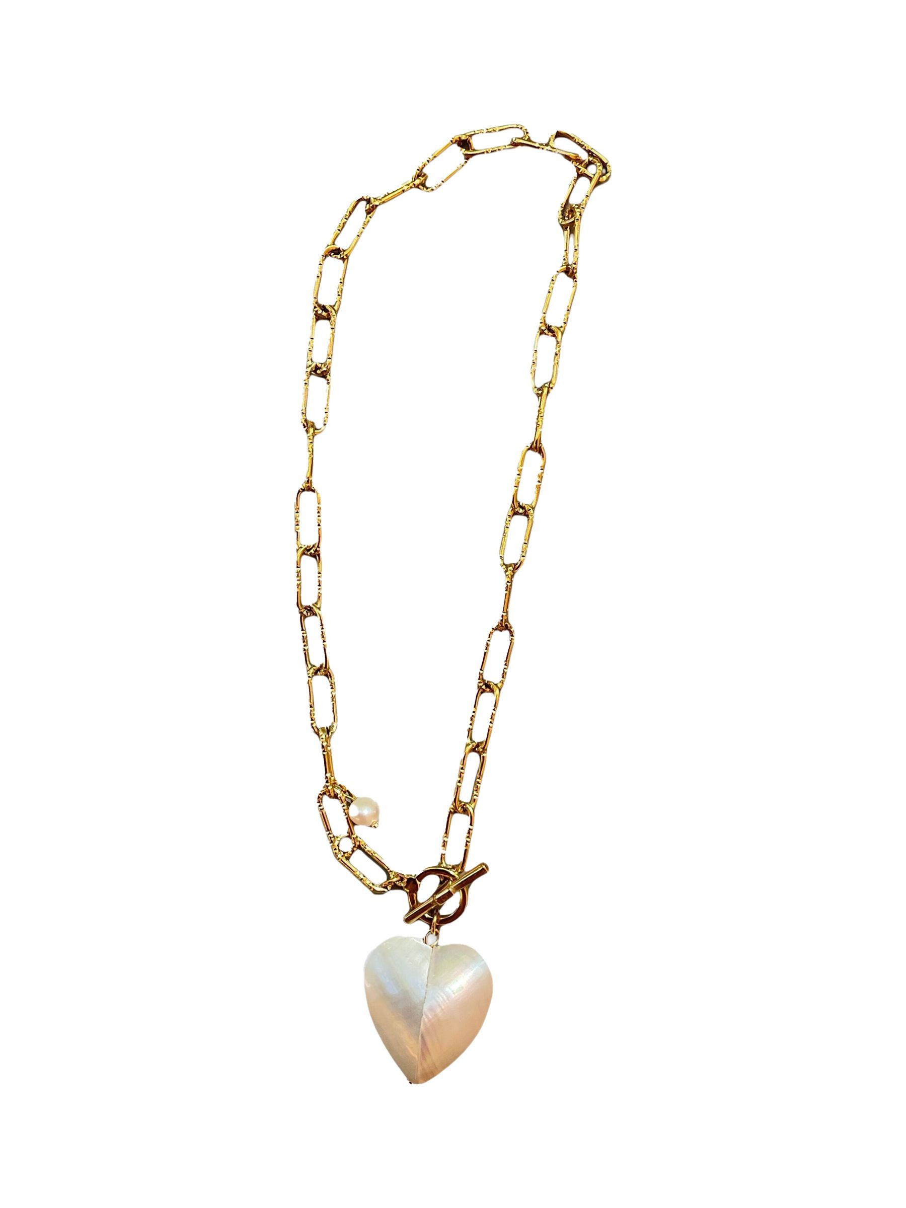 Shelly Heart chain necklace, Labelled
