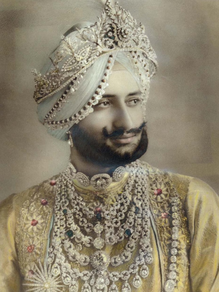 The Maharajah of Patiala wearing a Cartier necklace