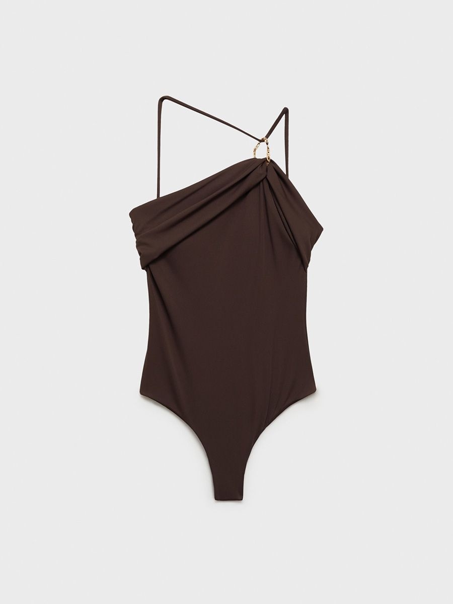 Mango asymmetrical swimsuit with hoop