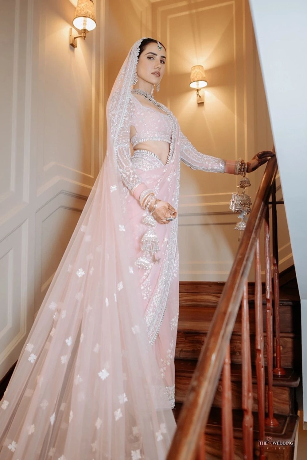Manish Malhotra blush pink bridal sari