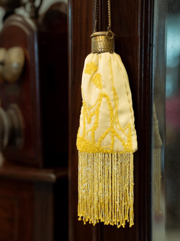 A custom Meera Mahadevia bag featuring tassels created for Janhvi Kapoor