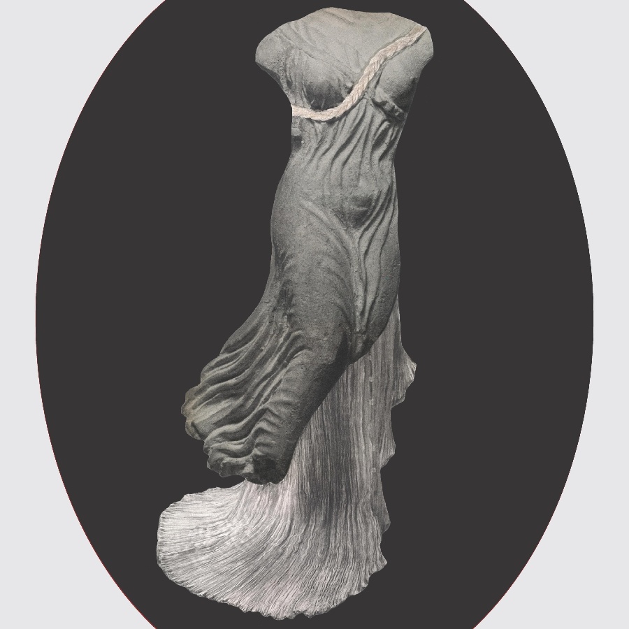 Terracotta statuette of Nike, the personification of victory, late 5th century BCE. The Metropolitan Museum of Art, New York, Rogers Fund, 1907 (07.286.23). Artwork by Julie Wolfe.