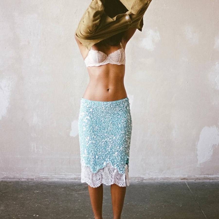 Mirchi by Kim Farah sequinned skirt with lace trim