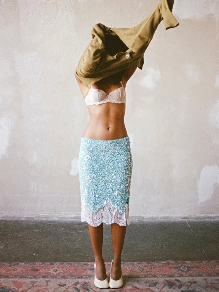 Mirchi by Kim Farah sequinned skirt with lace trim