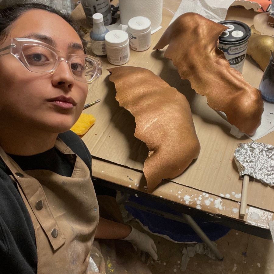 Artist Misha Japanwala with the pieces she created for The Odyssey