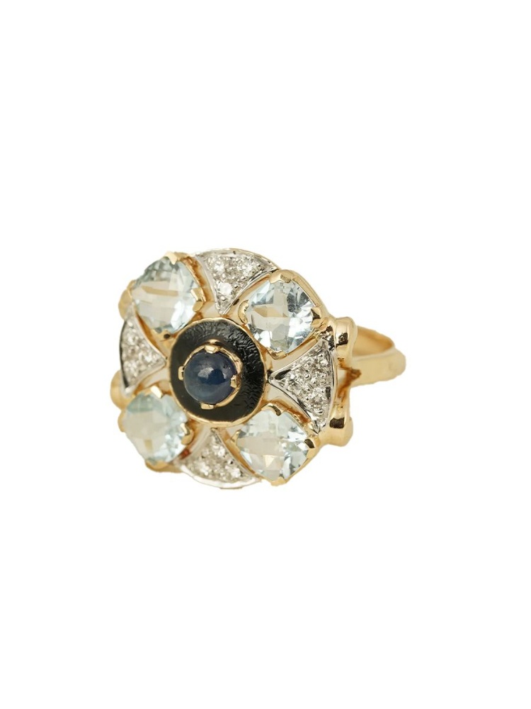Moi Jewels Raha Ring with diamonds, sapphires, emeralds and cultured pearls