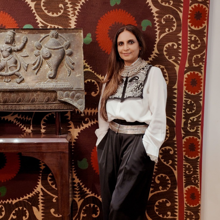 Monica Shah, designer and artistic director of Jade by Monica and Karishma, at home in Mumbai