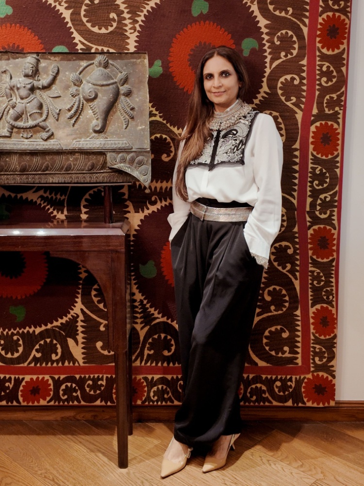 Monica Shah, designer and artistic director of Jade by Monica and Karishma, at home in Mumbai