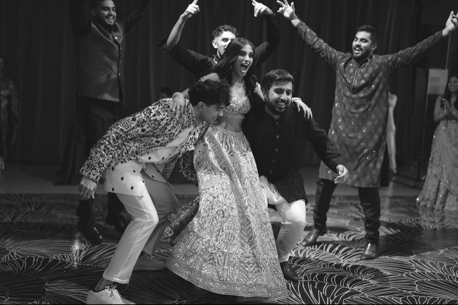 The sangeet ceremony took place at the Adler Planetarium