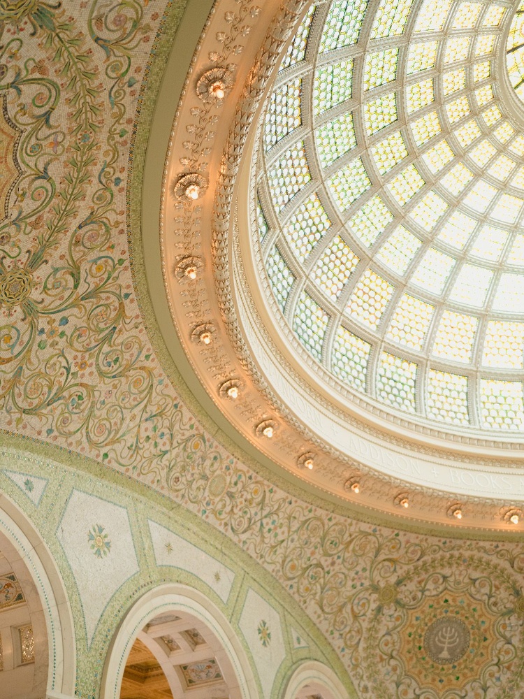 The Tiffany glass ceiling of the Chicago Cultural Center