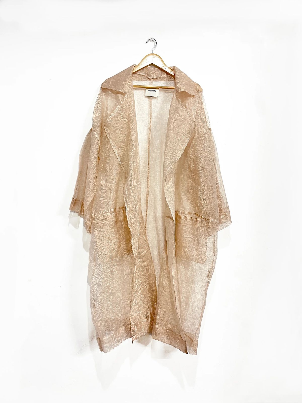 Naushad Ali zari trench coat in soft gold