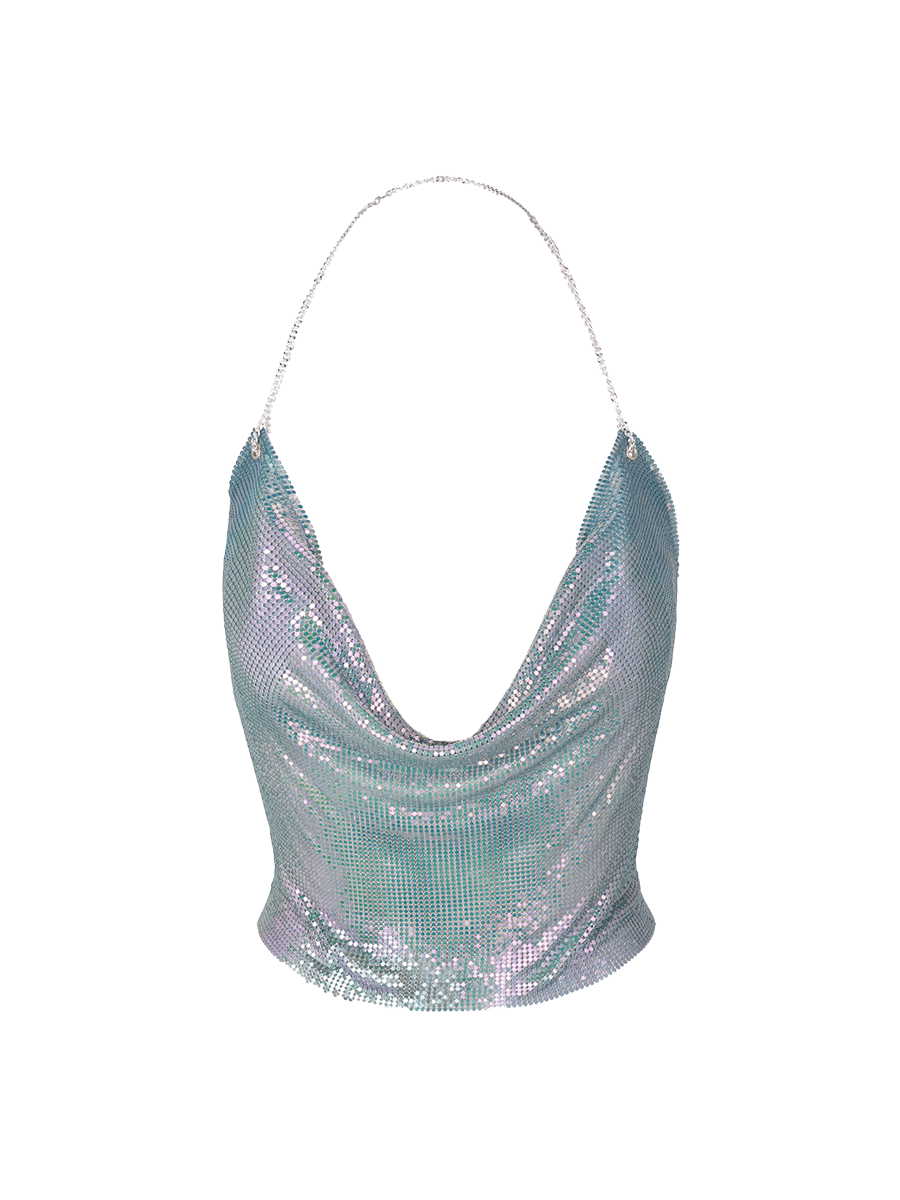 Nikita Karizma iridescent blue chainmail top