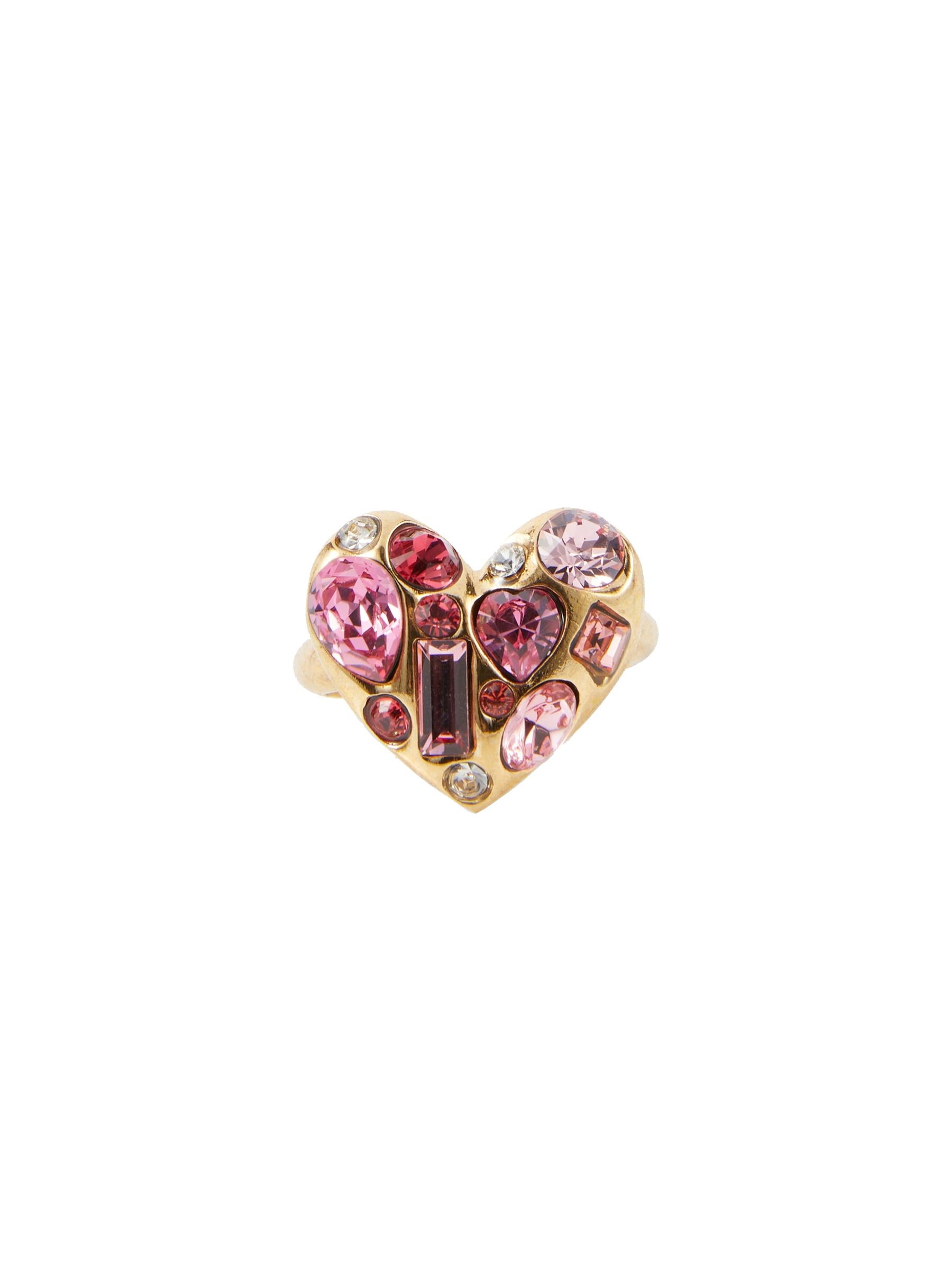 Gemstone heart embellished ring, Oscar de la Renta