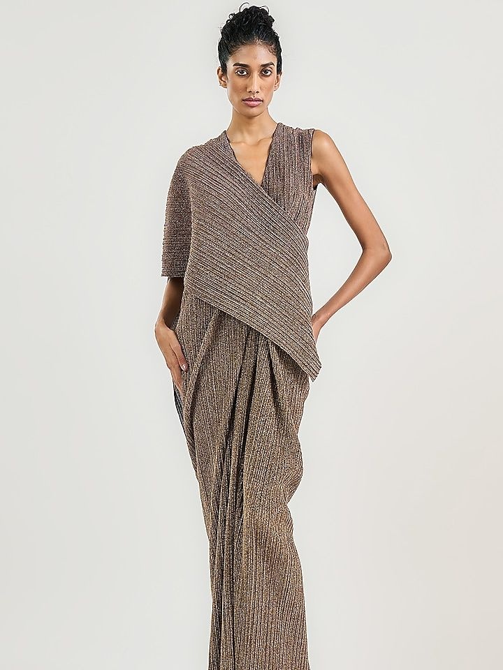 Gold crinkle drape dress, OTT in The Nod's guide to Diwali outfits