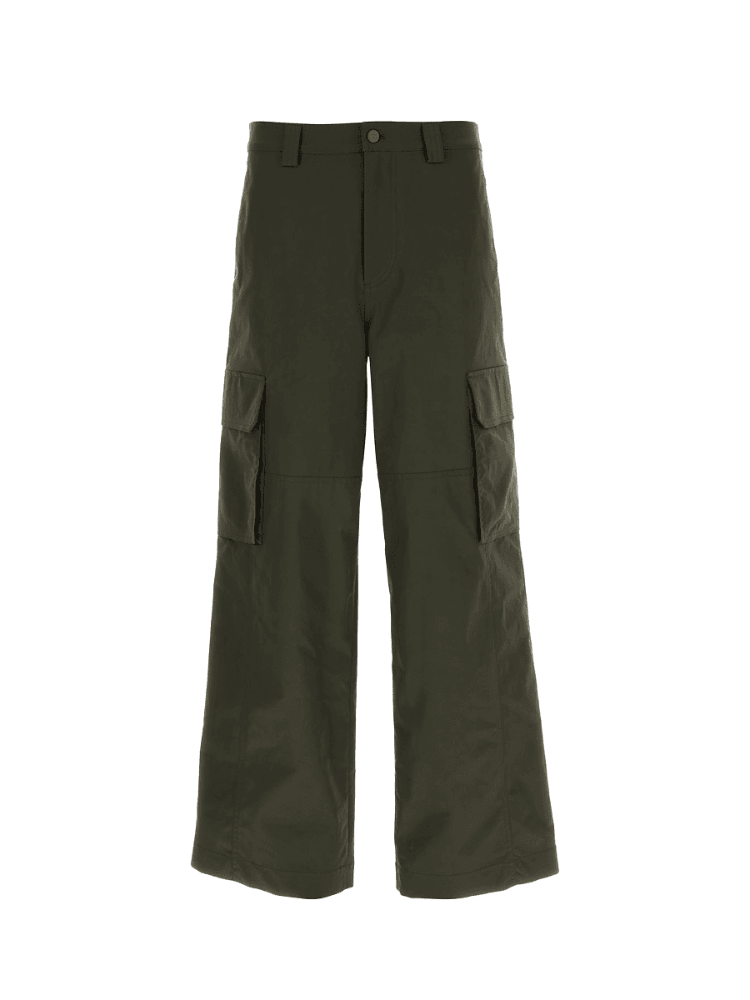 Olive cargo flared pants, Valentino, The Nod Mag