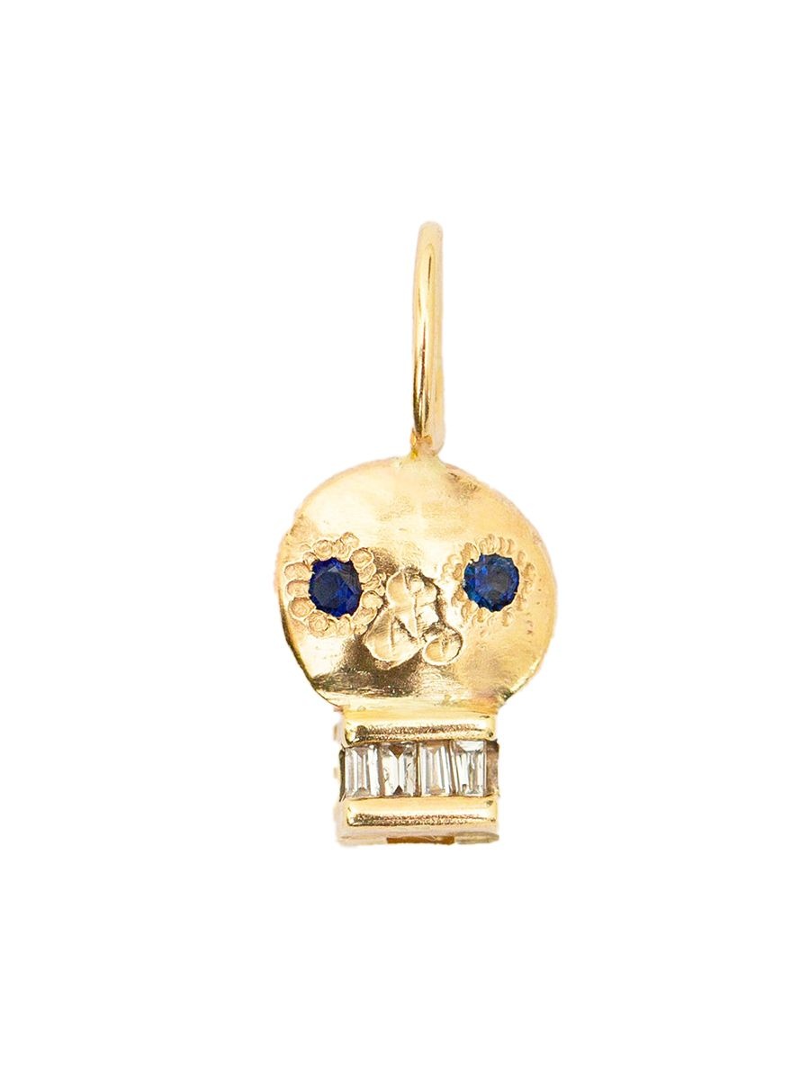 Skull 8 blue sapphire charm, Oxbow