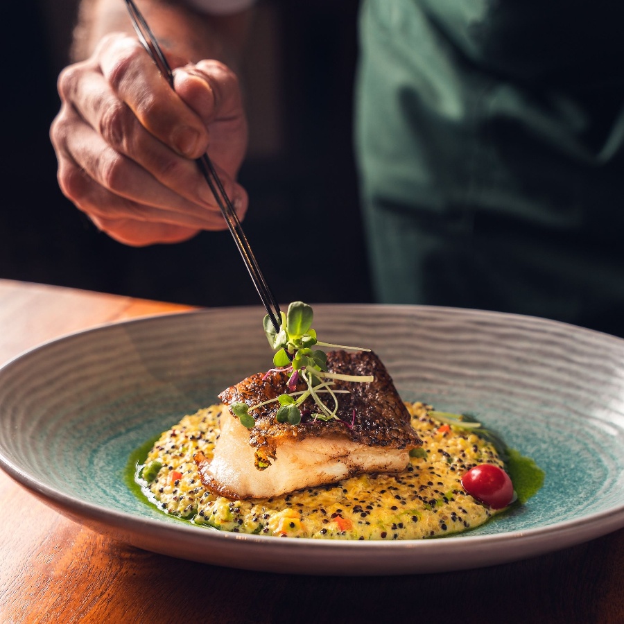 Los Cavos Mumbai Pan seared Chilean sea bass quinotto The Nod Mag