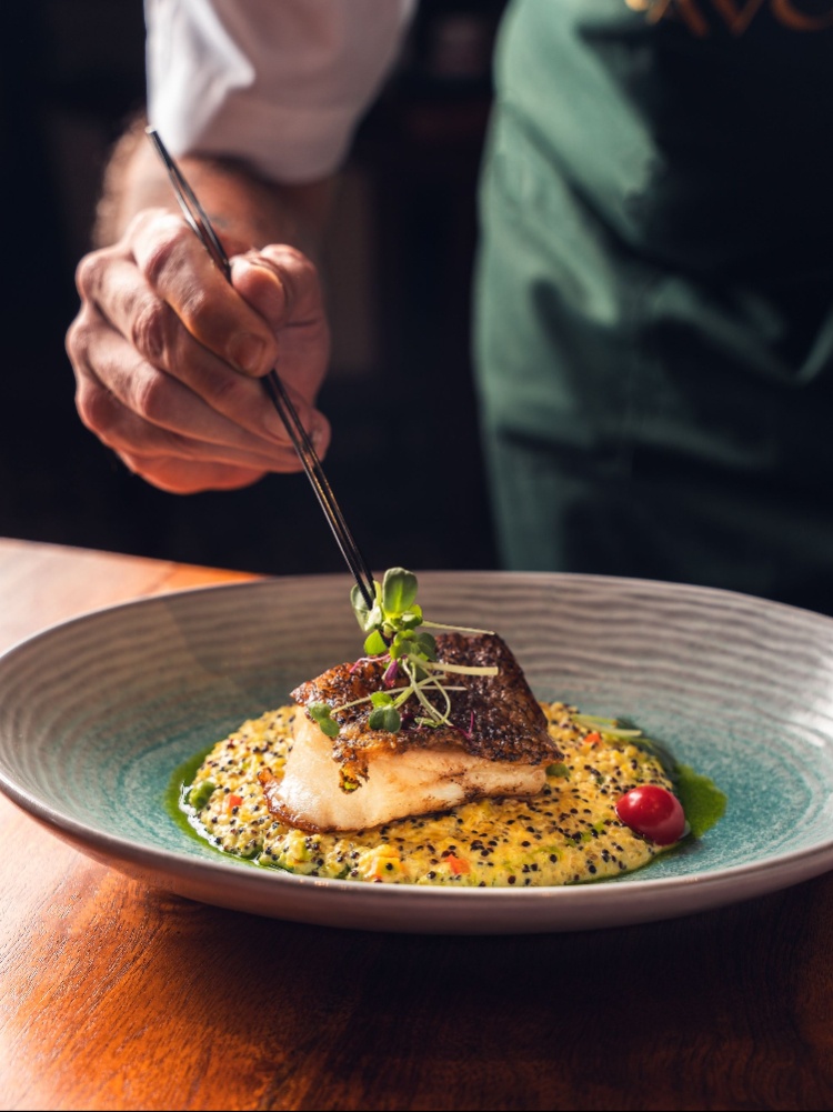 Los Cavos Mumbai Pan seared Chilean sea bass quinotto The Nod Mag
