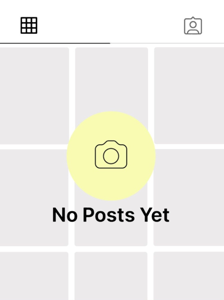 A graphic of an empty Instagram grid used to represent Gen Z social media users who don't post