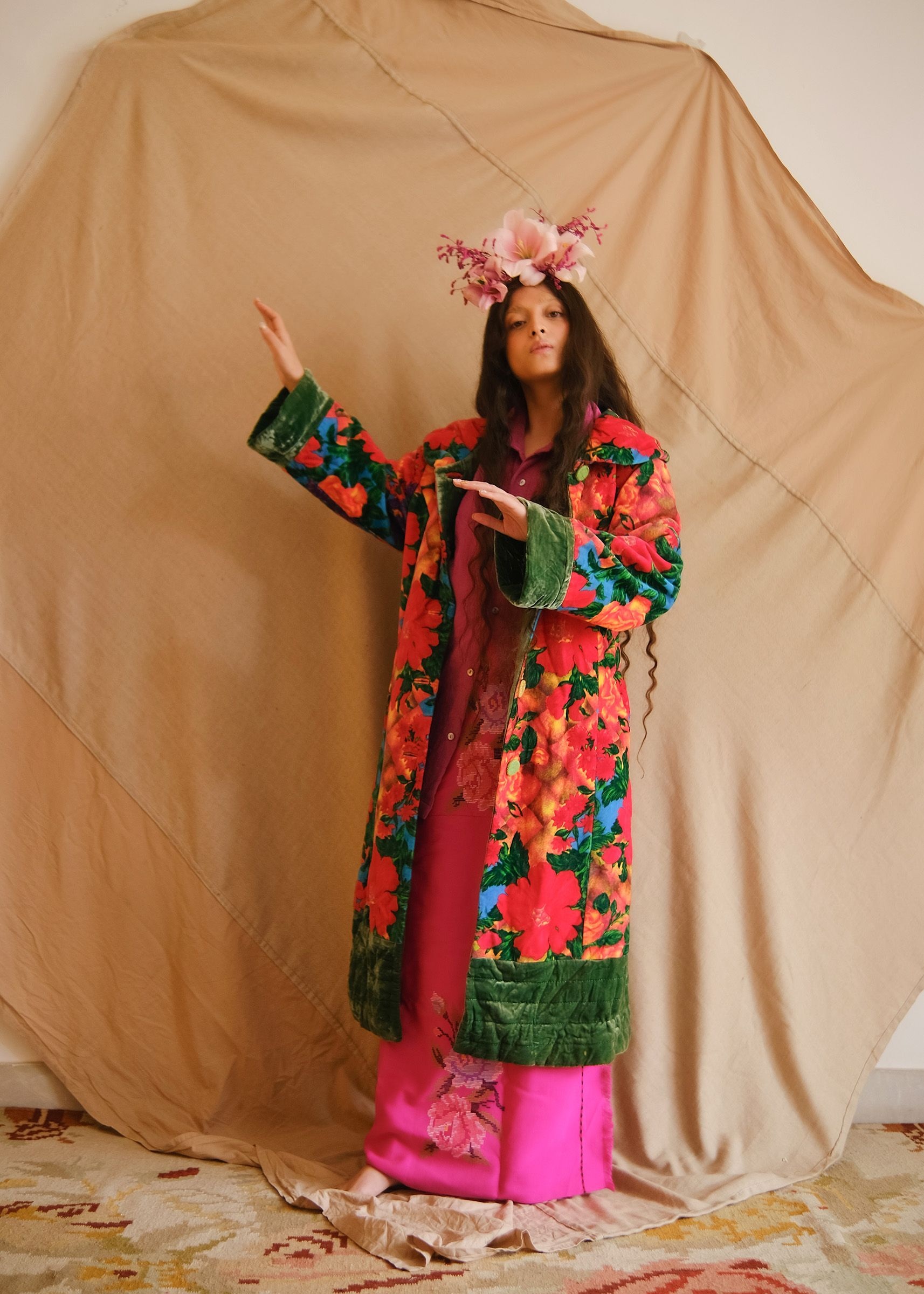 Prabhleen wears a Bygone Echoes jacket, Day & Age shirt, and a Zo Weave puan