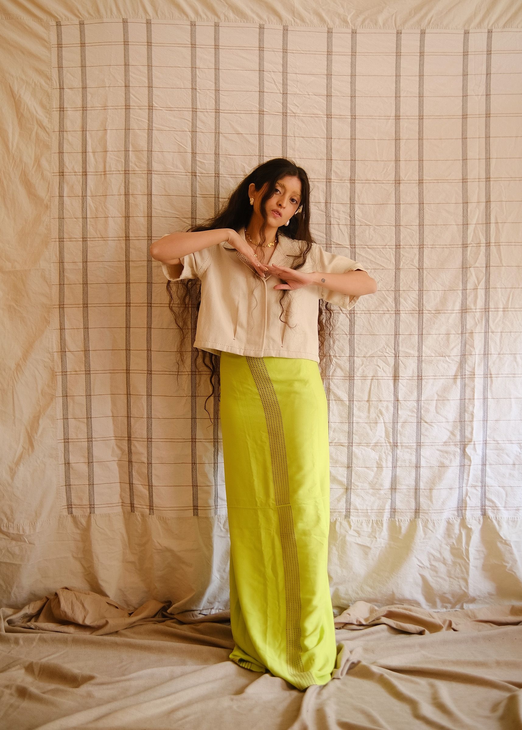 Prabhleen wears a Lafaani top, Zo Weave puan, and Hannan Jewelry